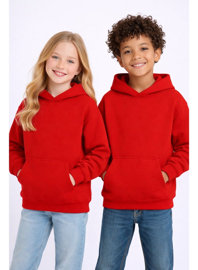 Premium Apparel Kids Red Regular-Fit Hoodie – Unisex Pullover Sweatshirt for Boys & Girls, Casual Everyday Wear - Image 1